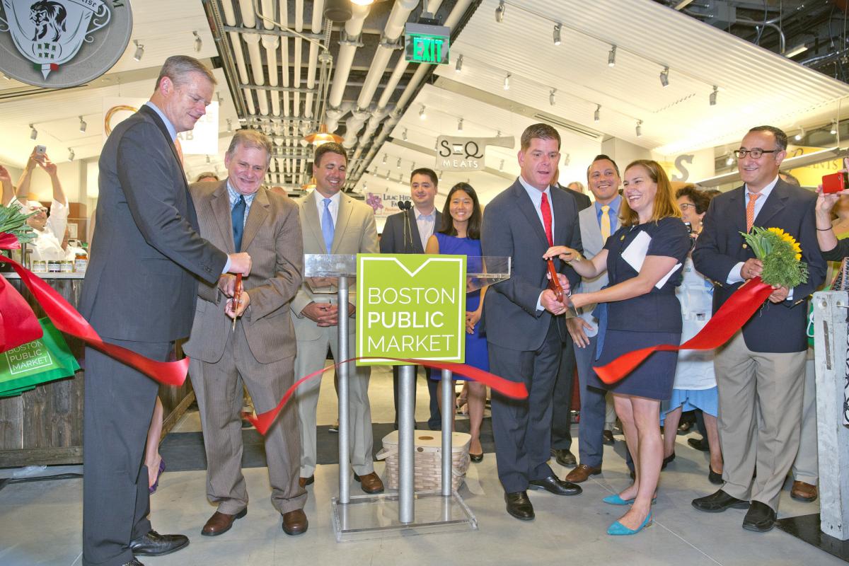 Boston Public Market Ribbon Cutting ceremony with Governor Baker and Mayor Walsh