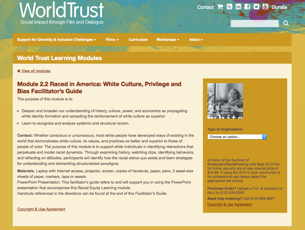 World Trust Raced in America: White Culture, Privilege and Bias Facilitator’s Guide Screenshot