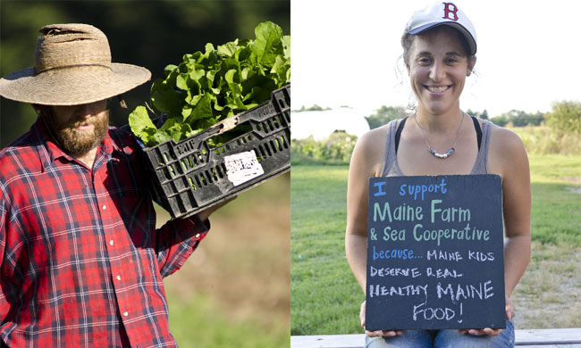 A local farmer (left) and a community-owner (right) with Maine Farm & Sea Cooperative. Photos by Nathan Broaddus.
