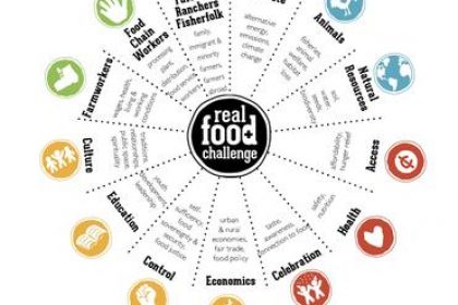 Real Food Challenge logo and food wheel