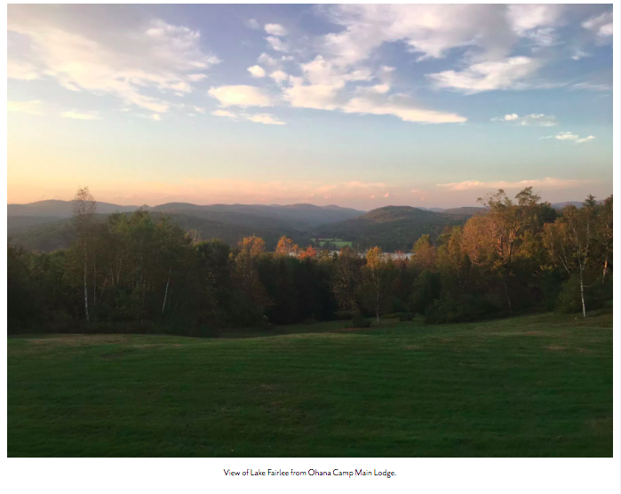 View of Lake Fairlee from Ohana Camp Main Lodge.