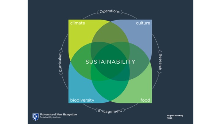 A UNH Sustainability Institute graphic of the core tenets of sustainability