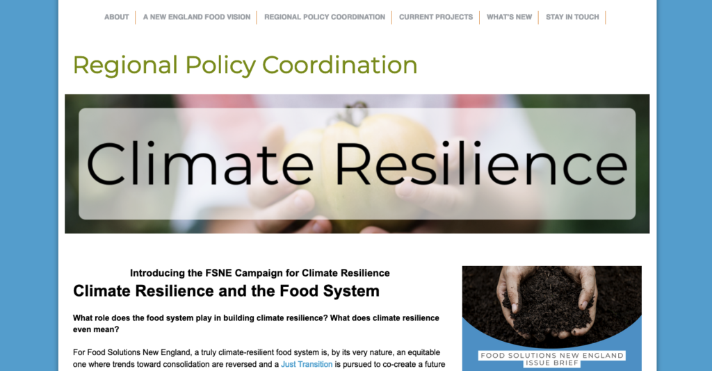 Screenshot of Campaign for Climate Resilience page