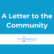 blue background with text that reads "A letter to the community" and featuring a Food Solutions New England logo